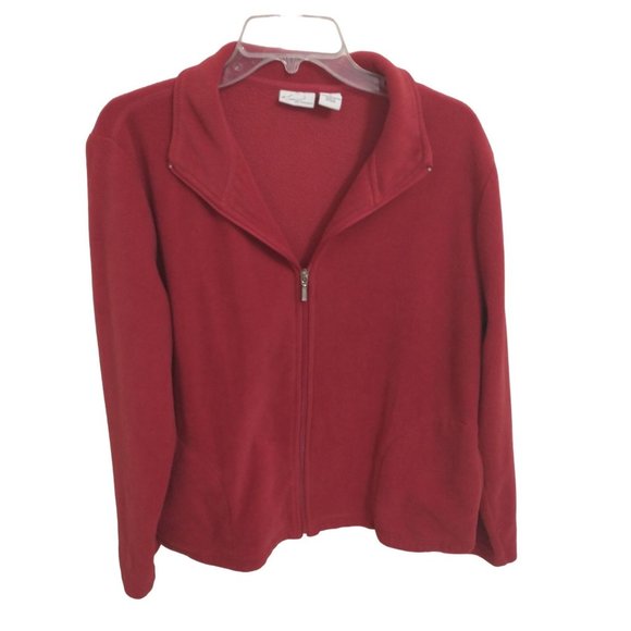Kim Rogers Red Zip Up Long Sleeve Fleece sz L - Picture 4 of 8